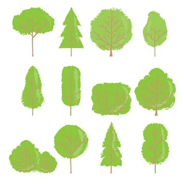 The tree vector bundle set image Stock Illustration