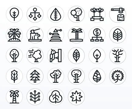 Tree Vector Graphics featuring 28 Bold Line PIXEL Perfect 128x128 Designs Stockillustratie