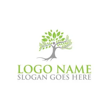 Tree vector icon of Life Yoga Logo Design. Nature trees vector logo design. Stock Illustration