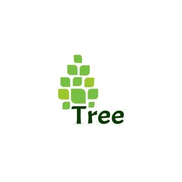 Tree vector icon. Simple pine logo. Green tree on blank white background. Vector Stock Illustration