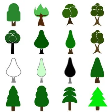 Tree vector set - ecology concept Stock Illustration