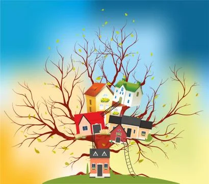 Tree village Stock Illustration