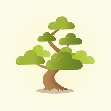 A tree with a voluminous crown and a wide trunk Stock Illustration