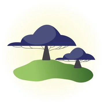 A tree with a voluminous crown and a wide trunk Stock Illustration