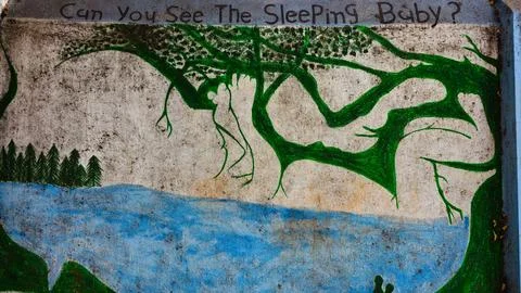 The tree on the wall Stock Photos