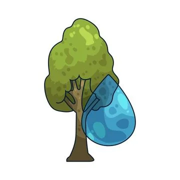 Tree with Water Drop illustration Stock Illustration