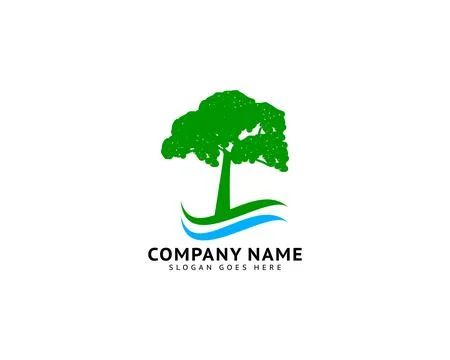 Tree Water Logo Template Design Vector Stock Illustration