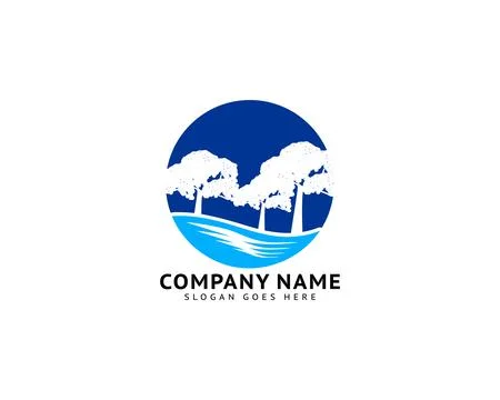 Tree Water Logo Template Design Vector Stock Illustration