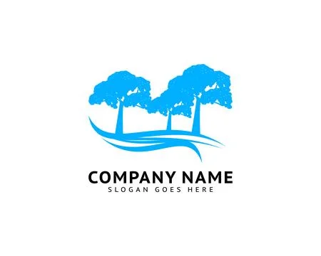 Tree Water Logo Template Design Vector Stock Illustration