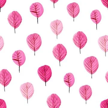 Tree watercolor seamless pattern background. Vector illustration. Stock Illustration