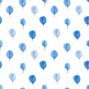 Tree watercolor seamless pattern background. Vector illustration. Stock Illustration