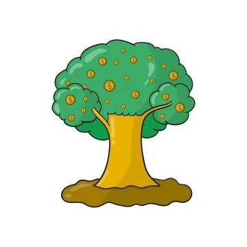 Tree of wealth big money maker Stock Illustration