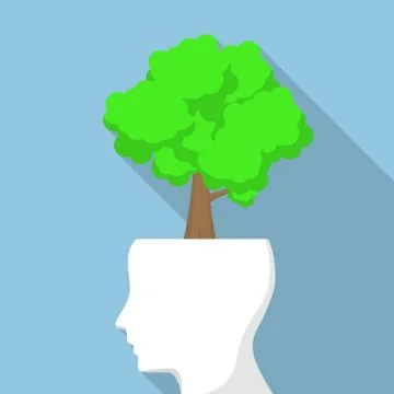 Tree on white head Illustrazione stock