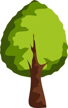 A tree with a wide trunk and green foliage. Stock Illustration