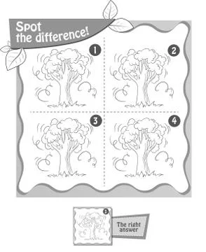 Tree wind spot the difference  black Stock Illustration