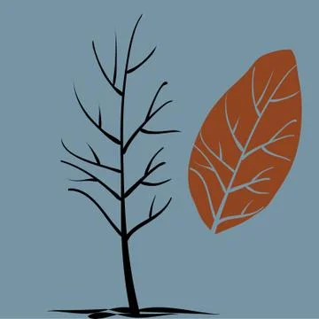 Tree without crown in a late autumn Illustrazione stock