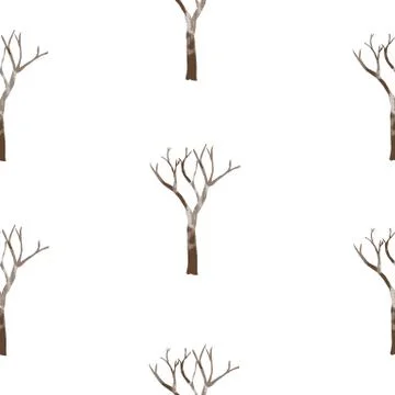 Tree without leaf seamless pattern vector illustration on white background 库存插图
