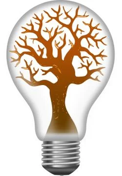 Tree without leafs in the light bulb Illustrazione stock