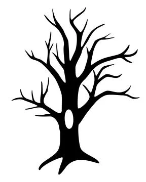 Tree without leaves with a hollow - vector silhouette for a logo, sign Illustrazione stock