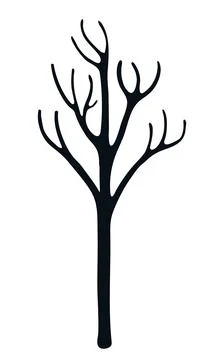 Tree without leaves silhouette, isolated Stock Illustration