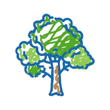 Tree wood timber icon doodle illustration Stock Illustration