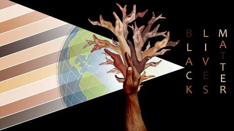 A tree woven from the hands of people of different nationalities Stock Illustration