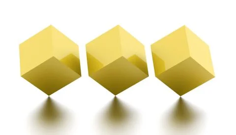 Tree yellow cubes concept rendered isolated on white background Stock Illustration