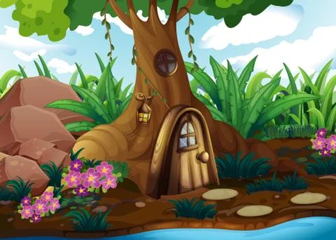 A treehouse at the forest 스톡 일러스트