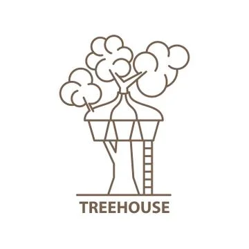 Treehouse in linear Stock Illustration