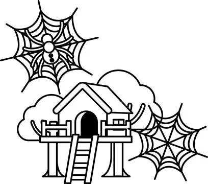 Treehouse nestled among clouds Stock Illustration