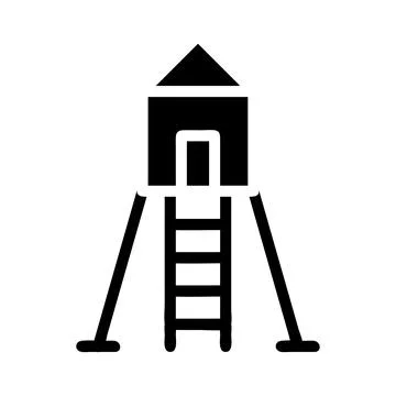 Treehouse solid icon. Concept of childhood, play, and recreation. Illustrazione stock
