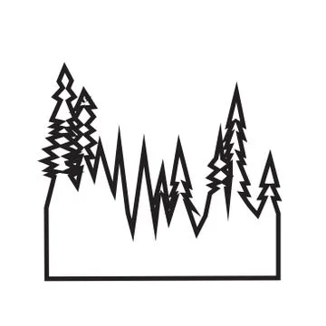 Treeline outline on white background Stock Illustration