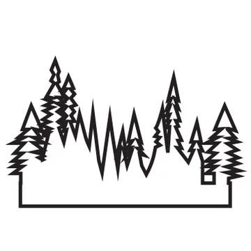 Treeline outline on white background Stock Illustration