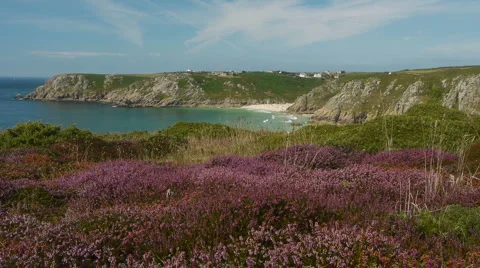 Treen Cliffs viewpoint in Cornwall, England. Stock Footage 4884639