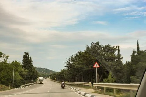 Trees along the highway. 库存照片