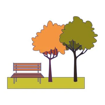 Trees and bench park icon, colorful design 스톡 일러스트