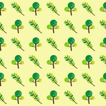 Trees and branches seamless pattern Stock Illustration