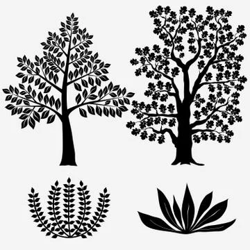 Trees and Bushes - Vector illustration Stock Illustration