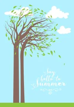 Trees and clouds Stock Illustration