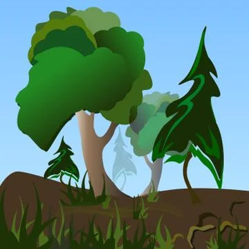 Trees and grass vector Stock-Illustration