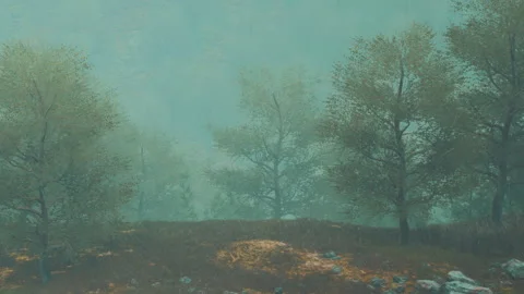Trees and landscape in soft light during early morning hours in nature 動画素材 340620829