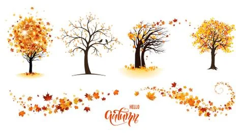 Trees and leaves Stock Illustration