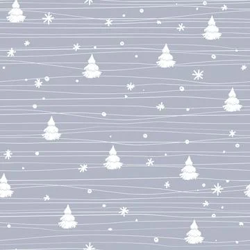 Trees and lines abstract seamless pattern. Stylish vector background イラスト素材