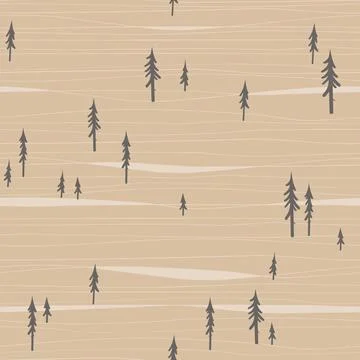 Trees and lines abstract seamless pattern. Stylish vector background. 스톡 일러스트