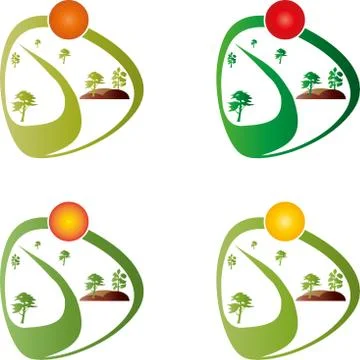 Trees and meadows, nature, gardener, logo Stock Illustration
