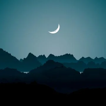 Trees and mountains silhouettes. Stock Illustration