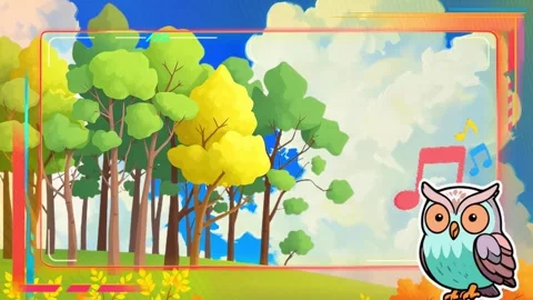 Trees and Owl with Music Notes Background Stock Footage 301944780