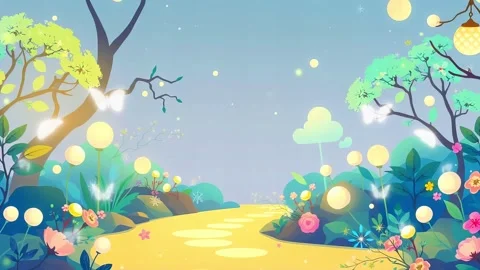 Trees and Plant Light design, Great For animation background, With a light at t Stock Footage 306505330