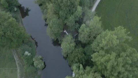 Trees and River from above Stock Footage 194427227