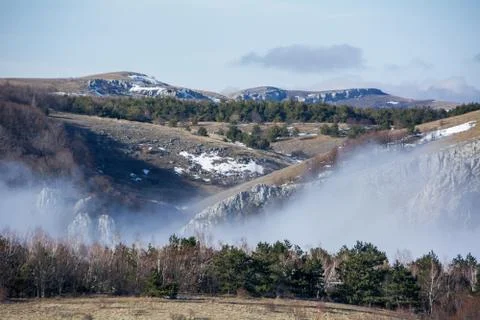 Trees and rocks. Mountain range Demerdzhi Stock Photos